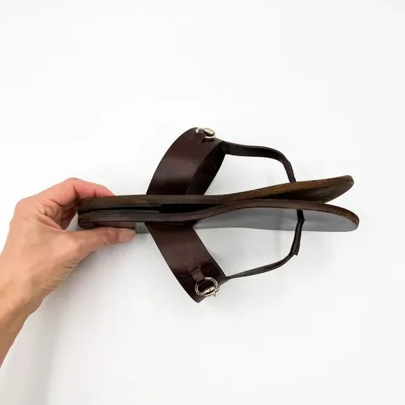 Gucci Horsebit Sandals Flat Slides Brown Leather EU 38 US 8 - Picture 9 of 13